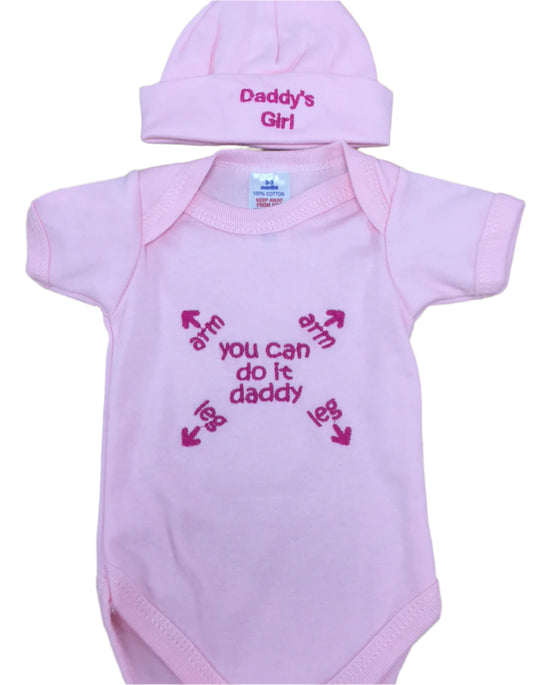 You can do it Daddy!!!!  Pink Vest and Hat set