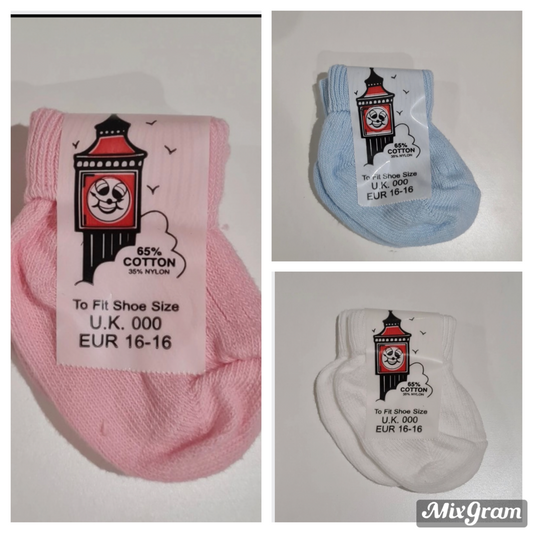 Premature baby socks - Twin pack - Pink/white/blue