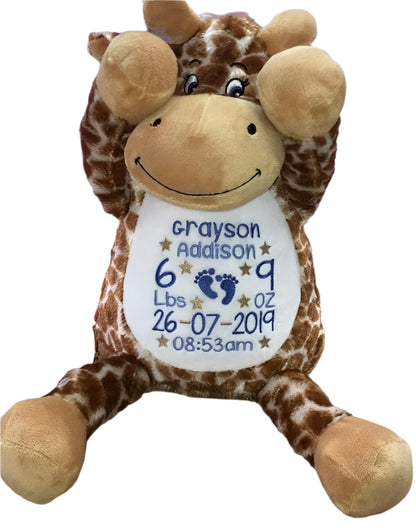 Personalised cheeky giraffe teddy