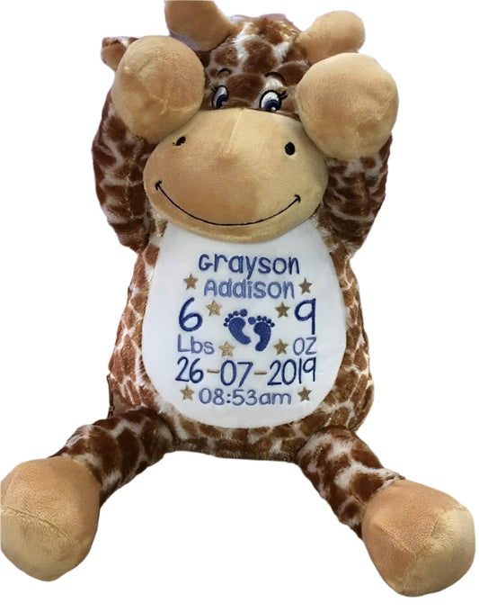 Personalised cheeky giraffe teddy