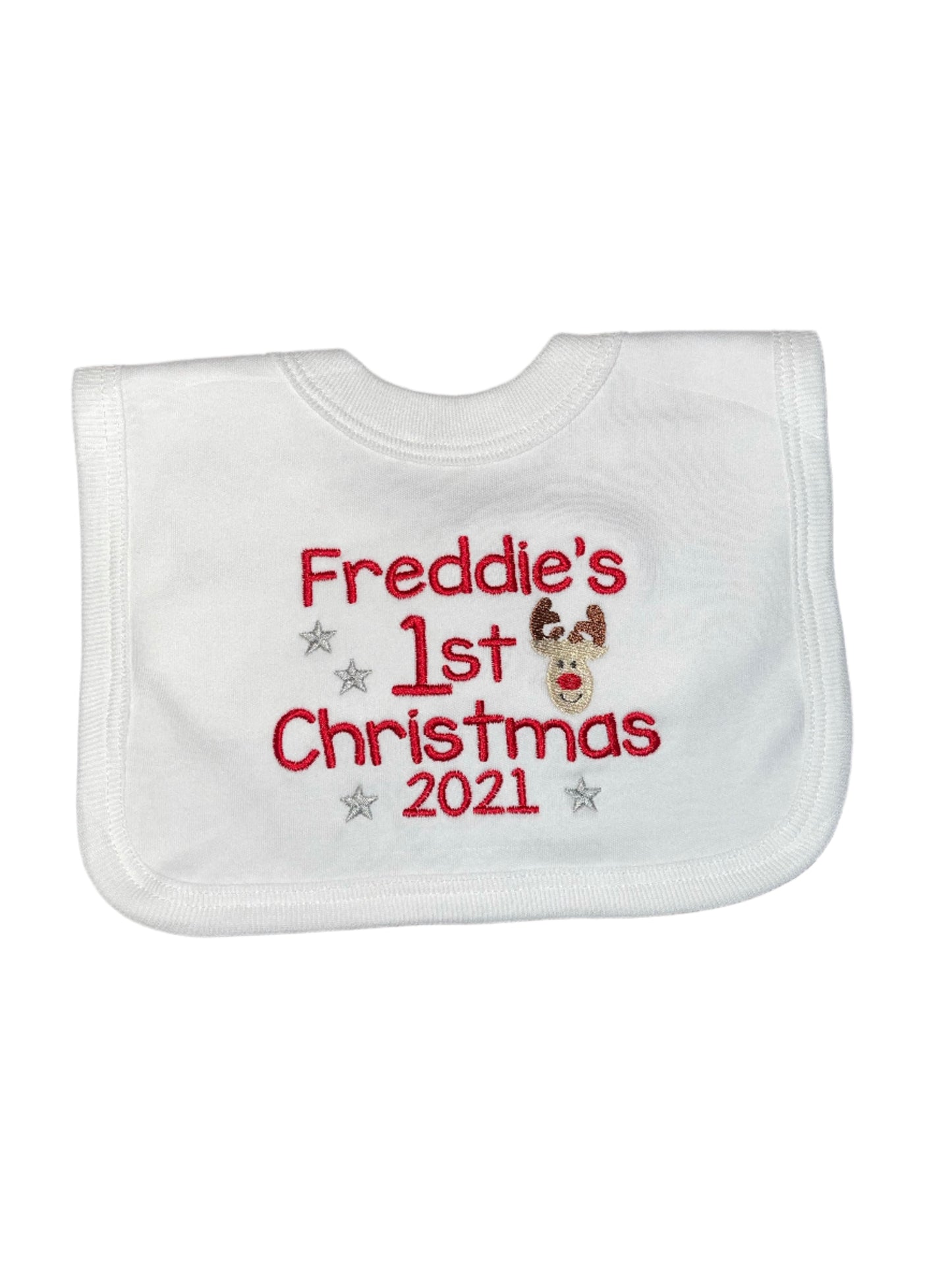 Personalised 1st Christmas bibs - reindeer