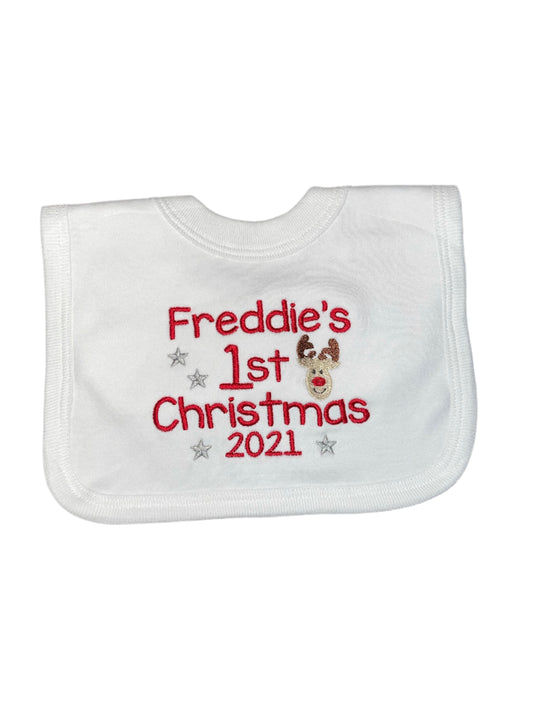Personalised 1st Christmas bibs - reindeer