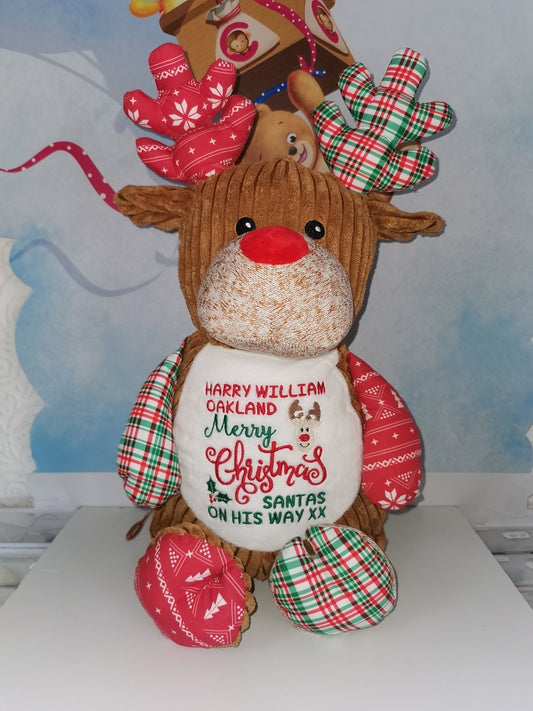 Personalised Red cubbies tartan reindeer
