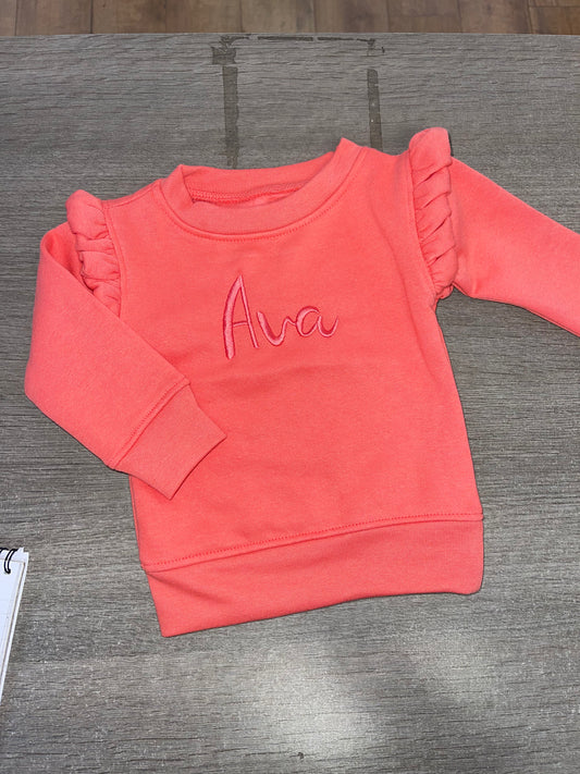 Personalised Coral Red Frill Jumper